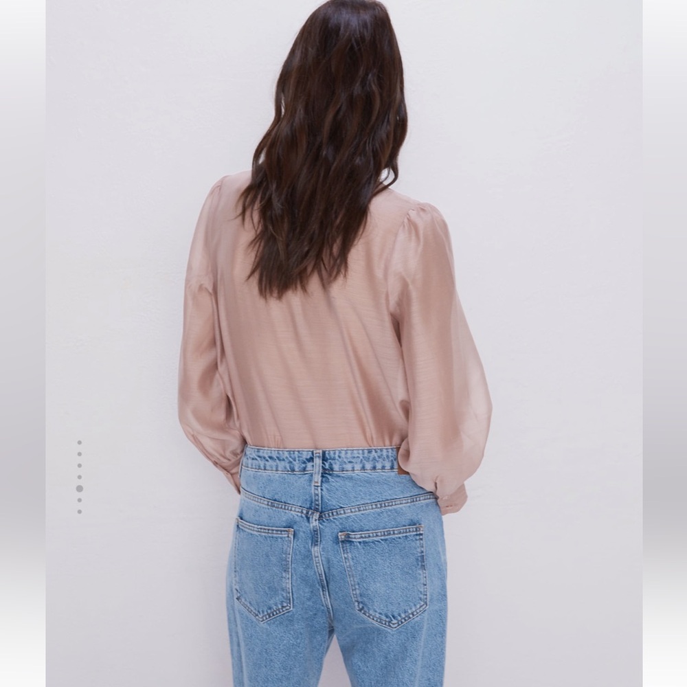Zara Organza Blouse With Tie - Picture 5 of 10